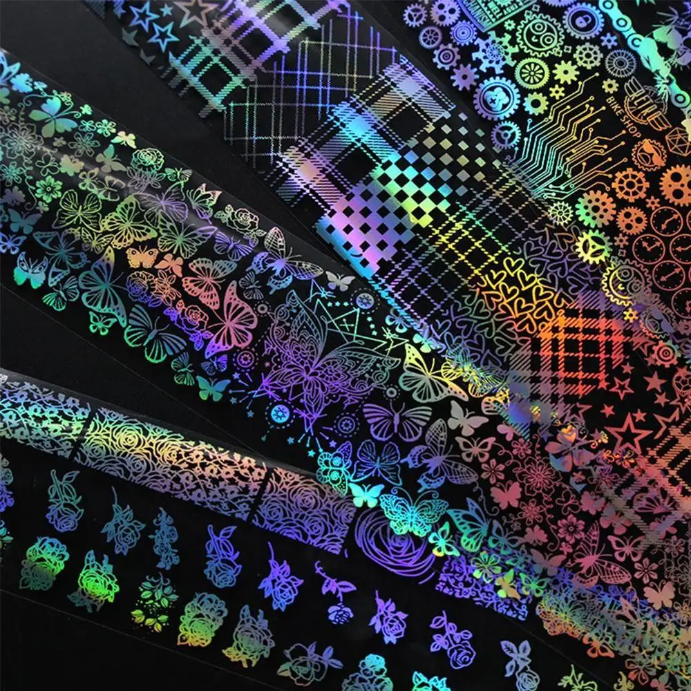 4*100cm/Roll new Holographic Nail Foil Flame Dandelion Art Transfer Sticker Water Slide Decals | Красота и здоровье