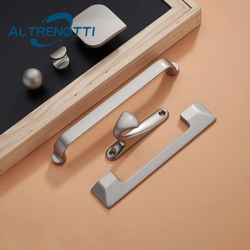 

Furniture Handle Zinc Alloy Drawer Wardrobe Dresser Door Pull Simple Modern Nickle Silve Knob For Home Cabinet Kitchen Cupboard