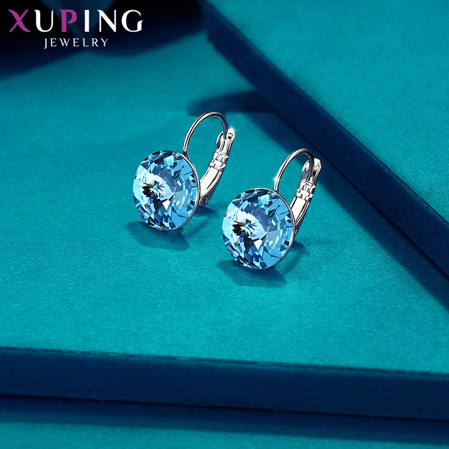 Xuping простой дизайн обручи серьги Модные Кристаллы от Swarovski Специальный стиль для девочек ювелирные изделия подарок S143/S142.2-97326/206