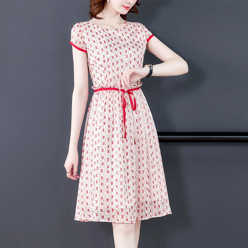 Платье для женщин Лето 2020 новое платье с коротким рукавом женское шифоновое в