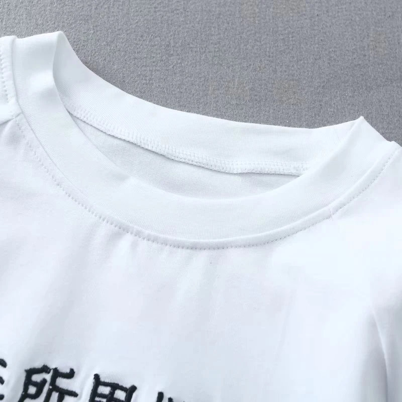 Женская футболка с круглым вырезом GOPLUS черно-белая коротким рукавом летняя