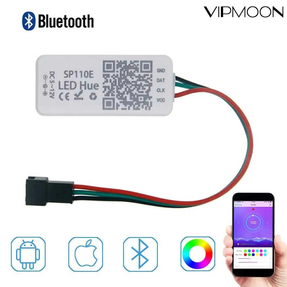 SP110E Bluetooth пикселей светильник контроллер WS2811 WS2812B 1903 диммер SK6812 RGB/RGBW APA102 WS2801