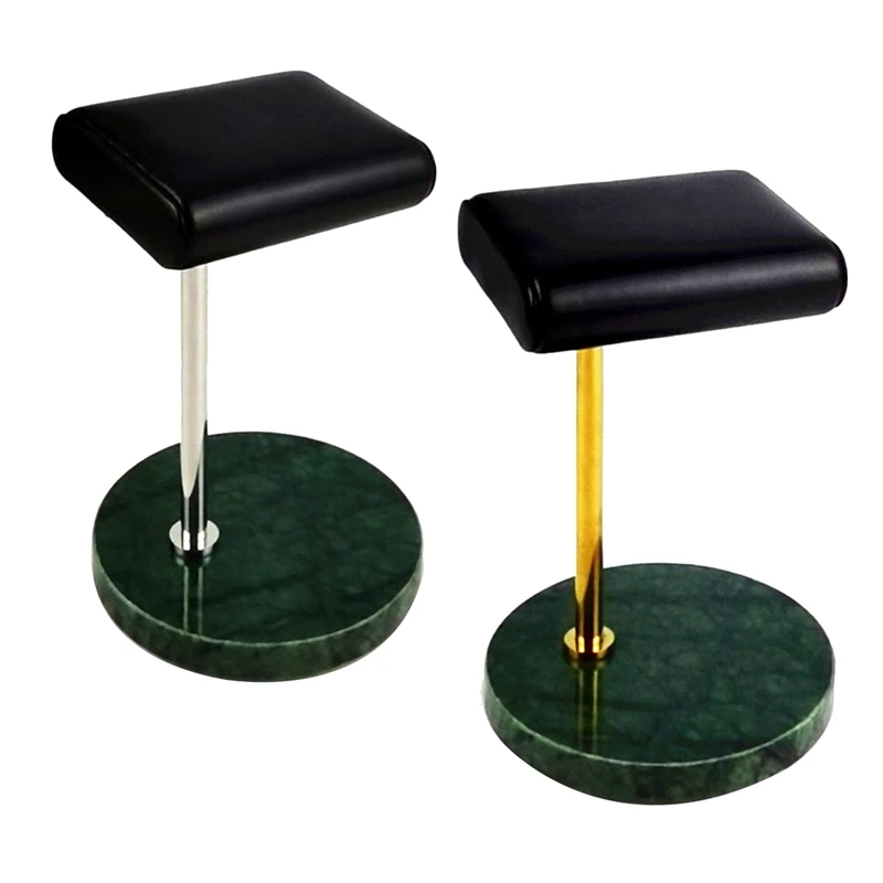 

2Pcs Green Marble Base Watch Stand Metal Rod Watch Display Props Bracelet Display Stand Jewelry Stand Shoot Props