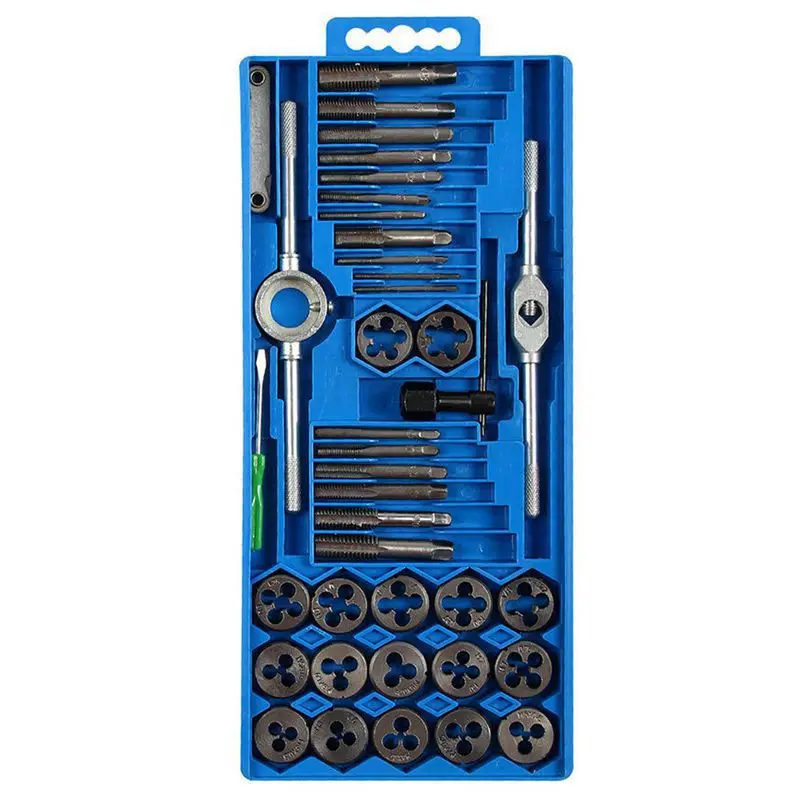 

Tap and Die Set M3-M12 Screw Thread Metric Plugs Taps & Tap Wrench 40pcs Alloy Steel Metric Tap Die Tools sets