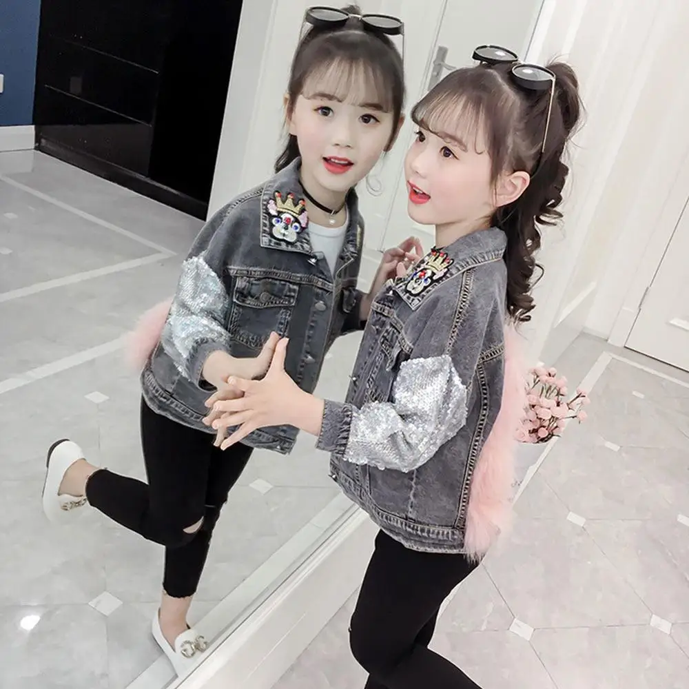 Детские весенне-осенние джинсовые куртки для девочек детские пальто от 2 до 12 лет