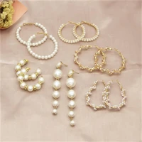 european and american fashion creative pearl winding large earrings c shaped freshwater pearl earrings