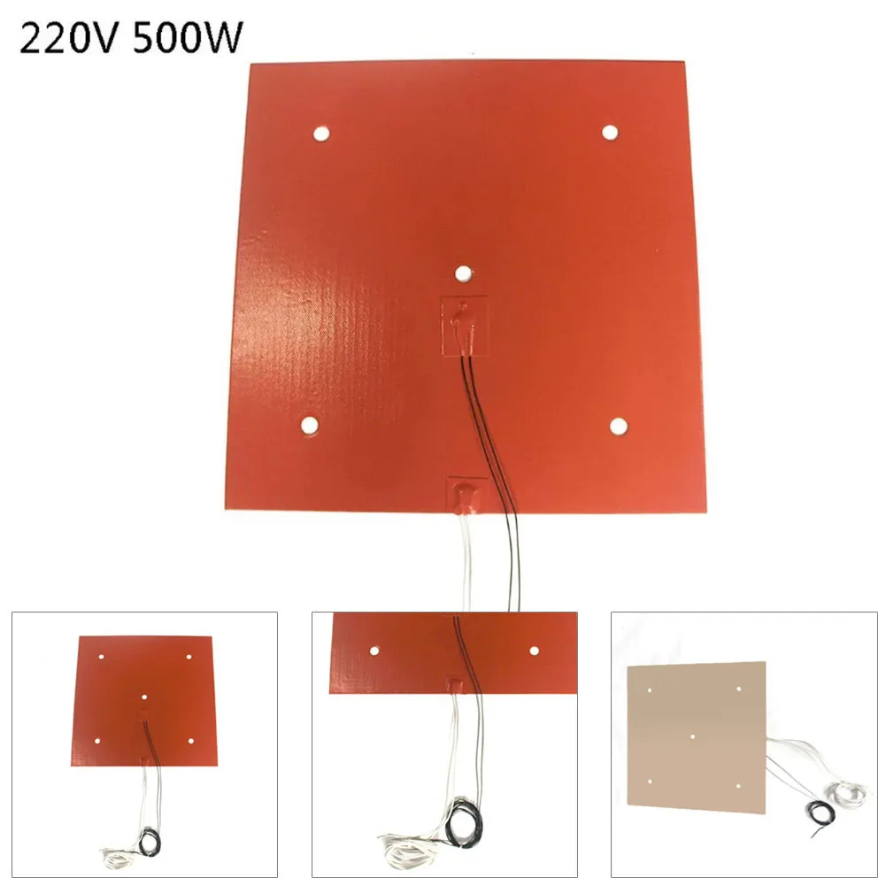 

235*235mm 220V 500W Silicone Heating Plate Rubber Heating Pad Suitable For 3D Printer Heating Bed Heater Tools