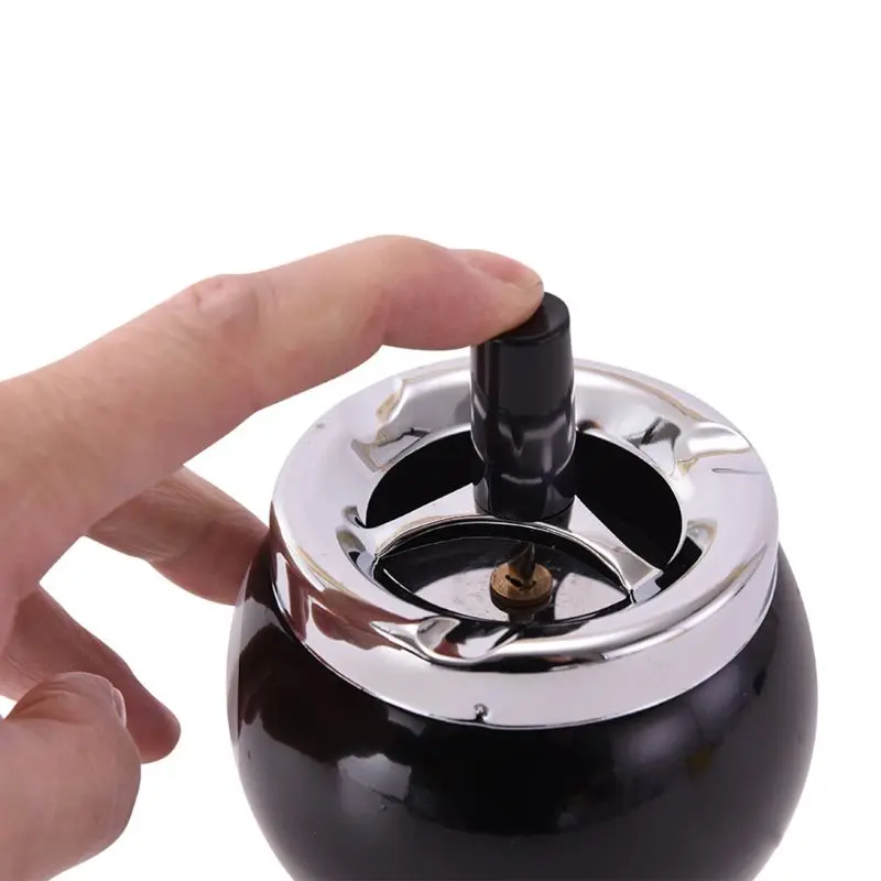 

Black No.8 Billiards Ball Ashtray Push Down Cigarette Ashtray Metal Ash Tray for Indoor/Outdoor Use