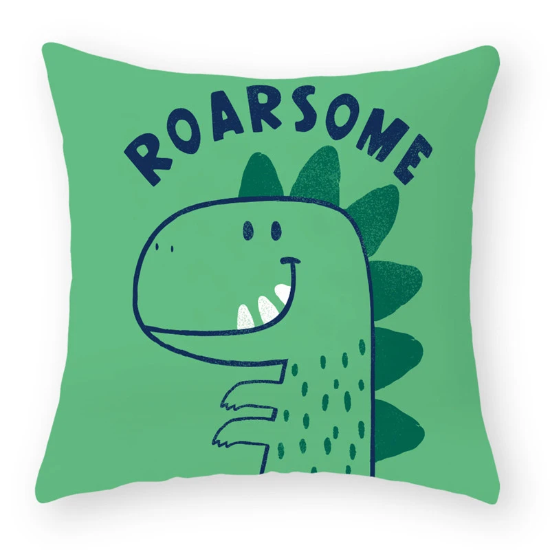 Cartoon Dinosaur Pattern Cushion Cover Boys Girls Liked Animal Pillow Case Soft Polyester Home Decor Sofa Chair Waist Pillowcase | Дом и сад