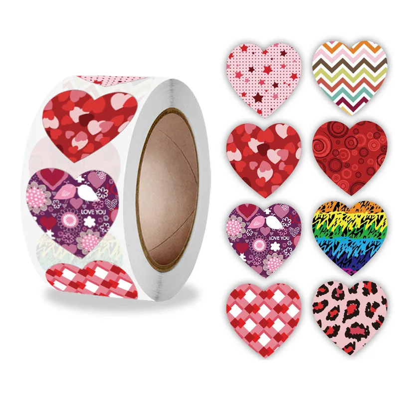 

500pcs Heart Love Sticker Seal Labels Packaging Sticker Candy Dragee Gift Box Bonbonniere Packing Bag Valentine's Day Stickers