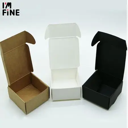 Black white Natural Brown Kraft Paper box small jewelry Gift Packaging Box Carton Paperboard Wed DIY soap Packing 20 Sizes | Дом и сад