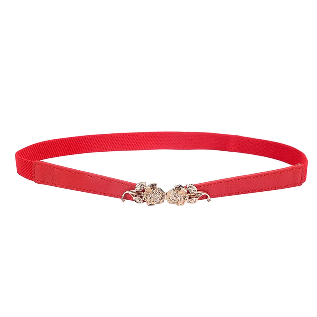 Ремень женский узкий модный кожаный эластичный пояс с тонкой пряжкой A714 лето 2020 |