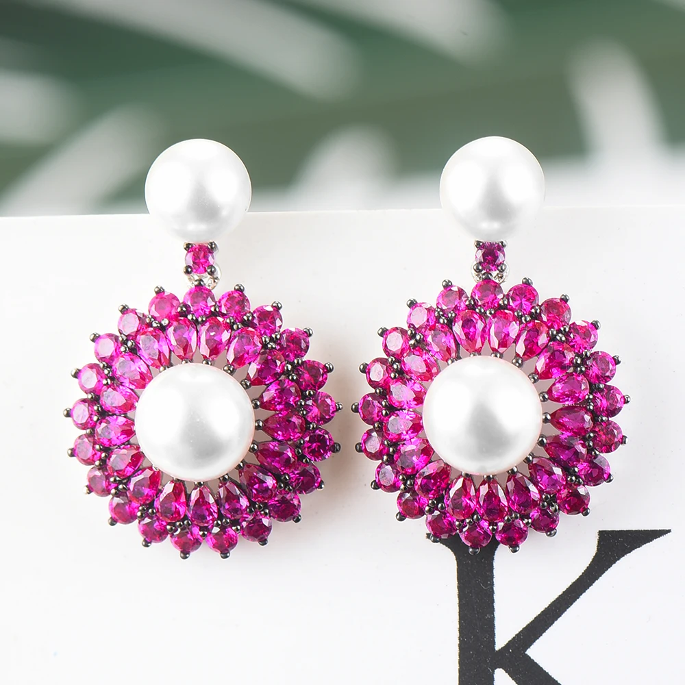 

Missvikki 6 богемные Изысканные милые романтические жемчужные серьги Роскошные свадебные серьги ювелирные изделия полная микро выложены кубич...