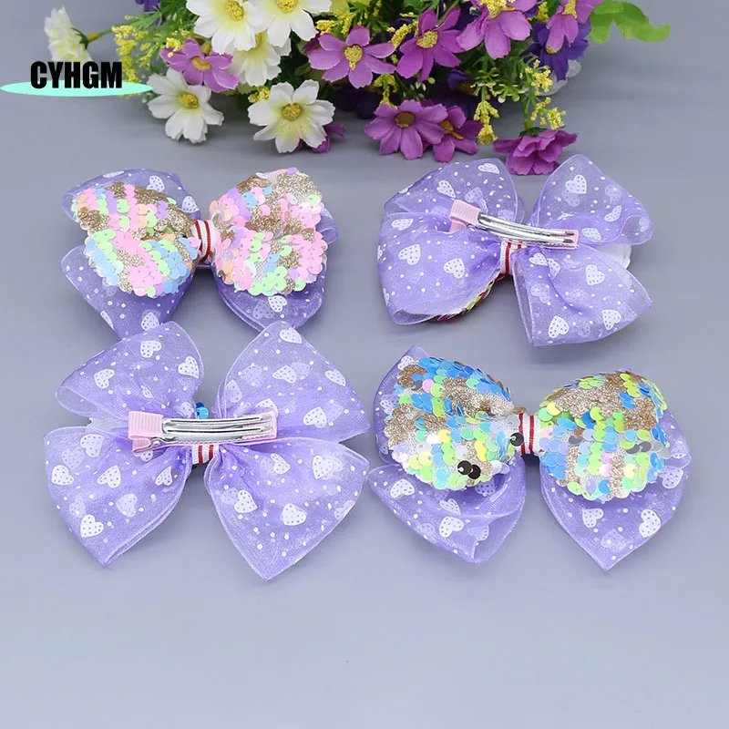 Оптовая продажа новых ленточных заколок для волос девочек шелковые заколки