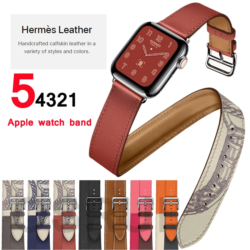 Ремешок для Apple watch band 5 4 44 мм 40 двойной тур из натуральной кожи correa iwatch 3 2 42 38