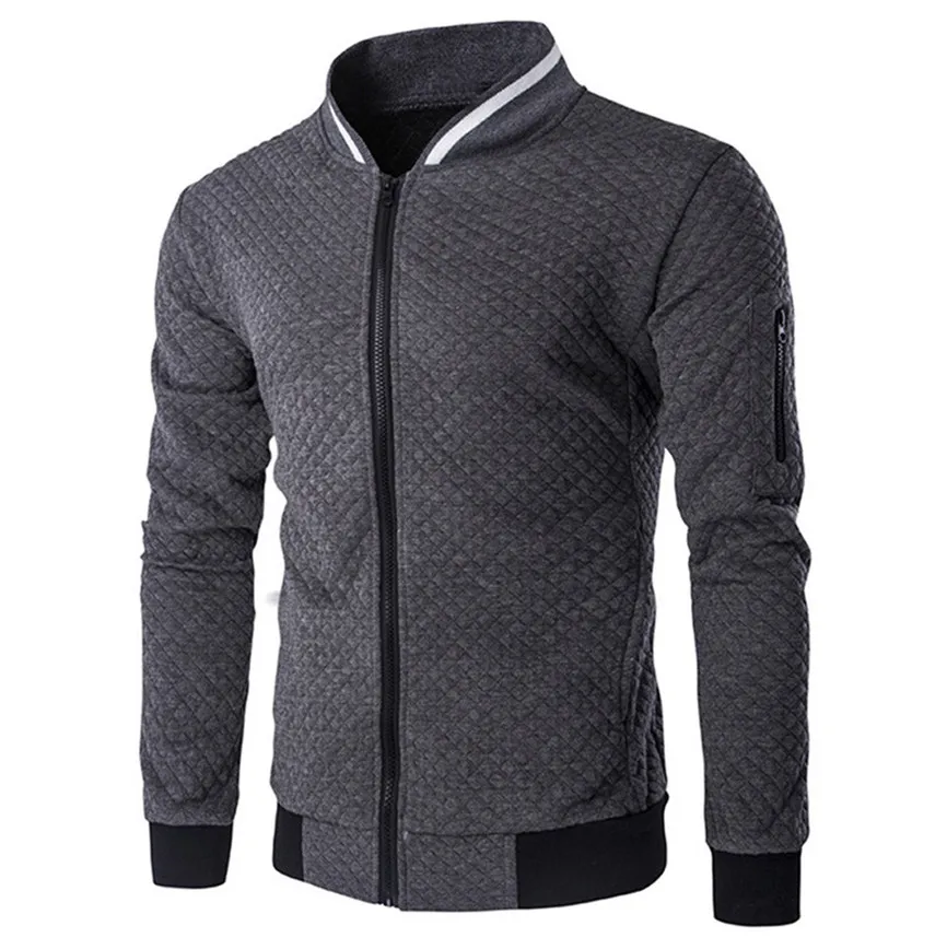 Dark Gray Мужской клетчатый кардиган с длинным рукавом, толстовка на молнии, верхняя одежда, куртка, пальто, верхняя одежда, мужские топы, приталенная рубашка, Прямая поставка - Цвет: Dark Gray