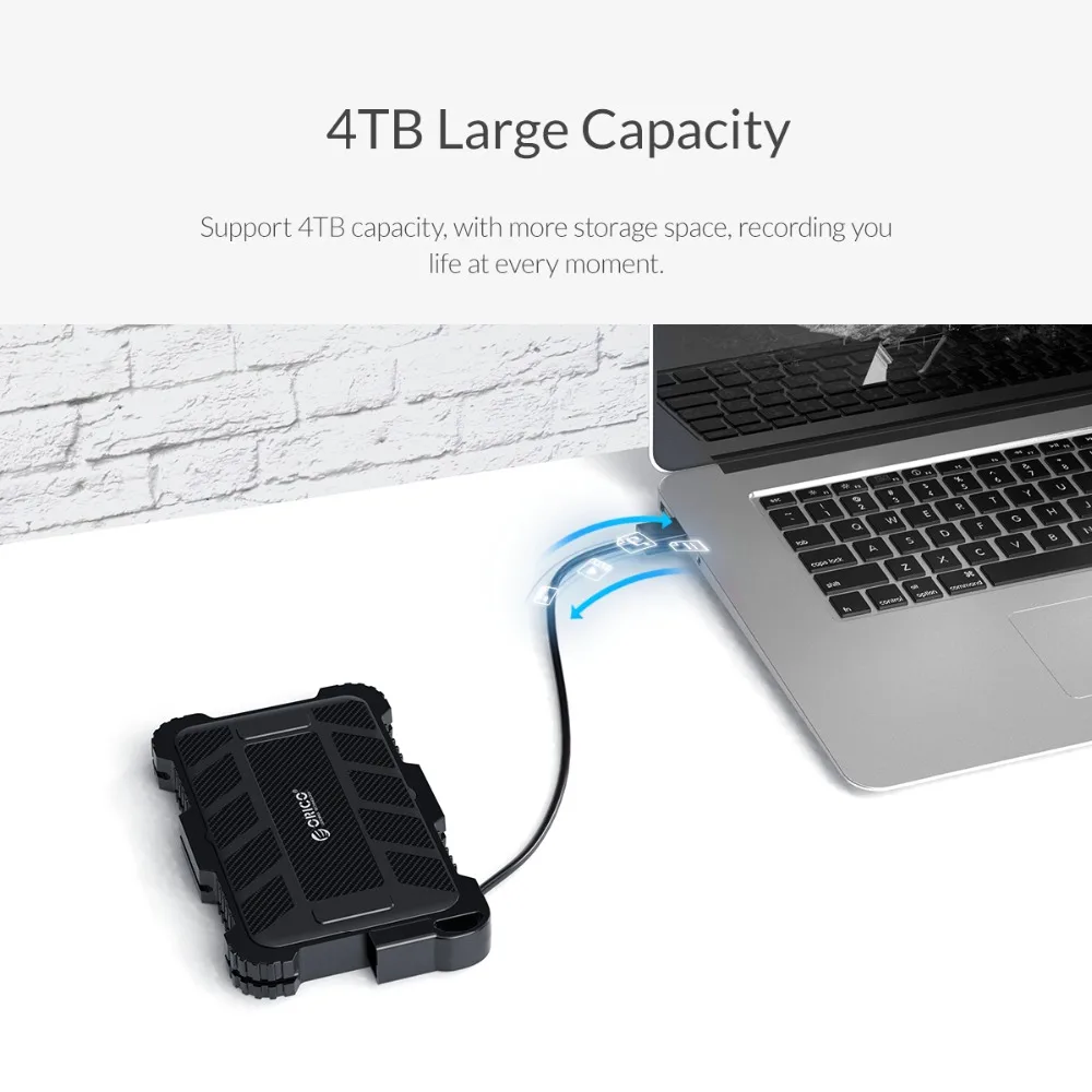 ORICO 2,5 дюймов USB3.0 HDD чехол с крючком водонепроницаемый ударопрочный Пылезащитный для наружного жесткого диска коробка для 2,5 дюймовый HDD SSD