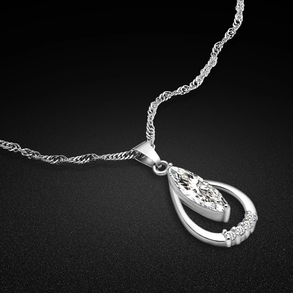 

Female models 925 sterling silver necklace simple zircon pendant silver necklace clavicle chain 46cm ladies solid silver jewelry
