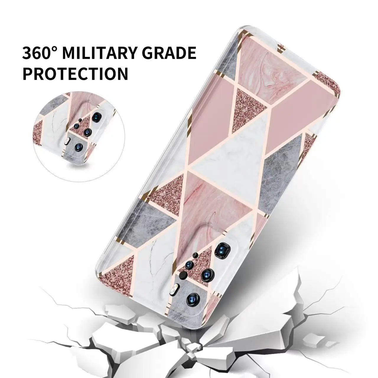 

Huawei P40pro Mobile Phone Shell Plated Marble All-inclusive Anti-fall