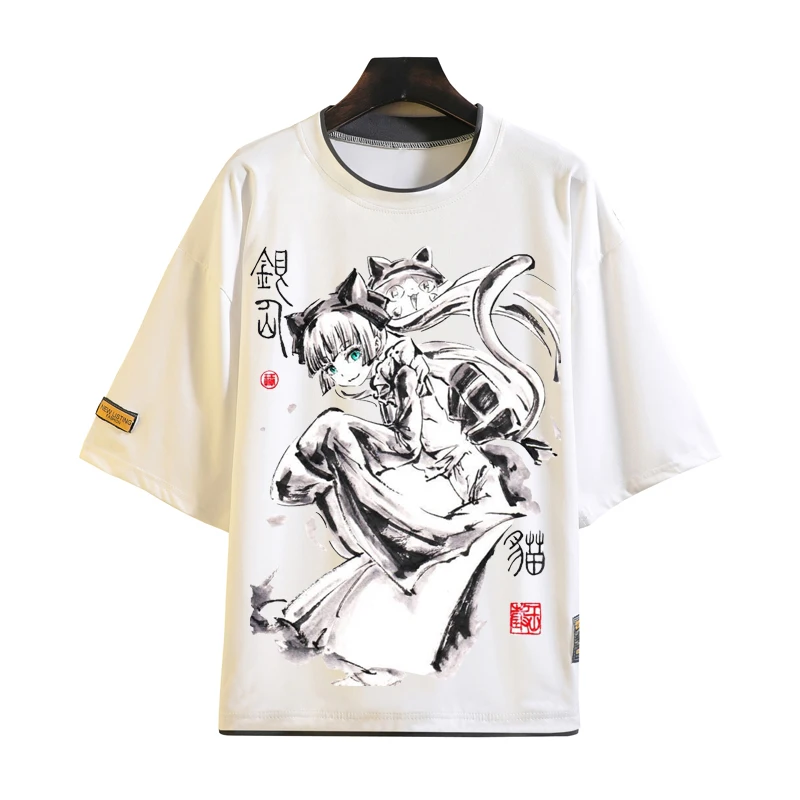 

Футболка Kokkuri-san, костюмы для косплея, мужская и женская аниме футболка с рисунком чернил, футболки, уникальный подарок