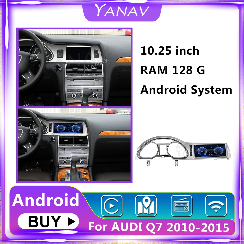 

Автомобильный радиоприемник, 2 Din, 10,25 дюйма, Android, для Audi Q7 2010-2015, автомобильный стереоприемник, мультимедийный плеер, GPS-навигация, 128G