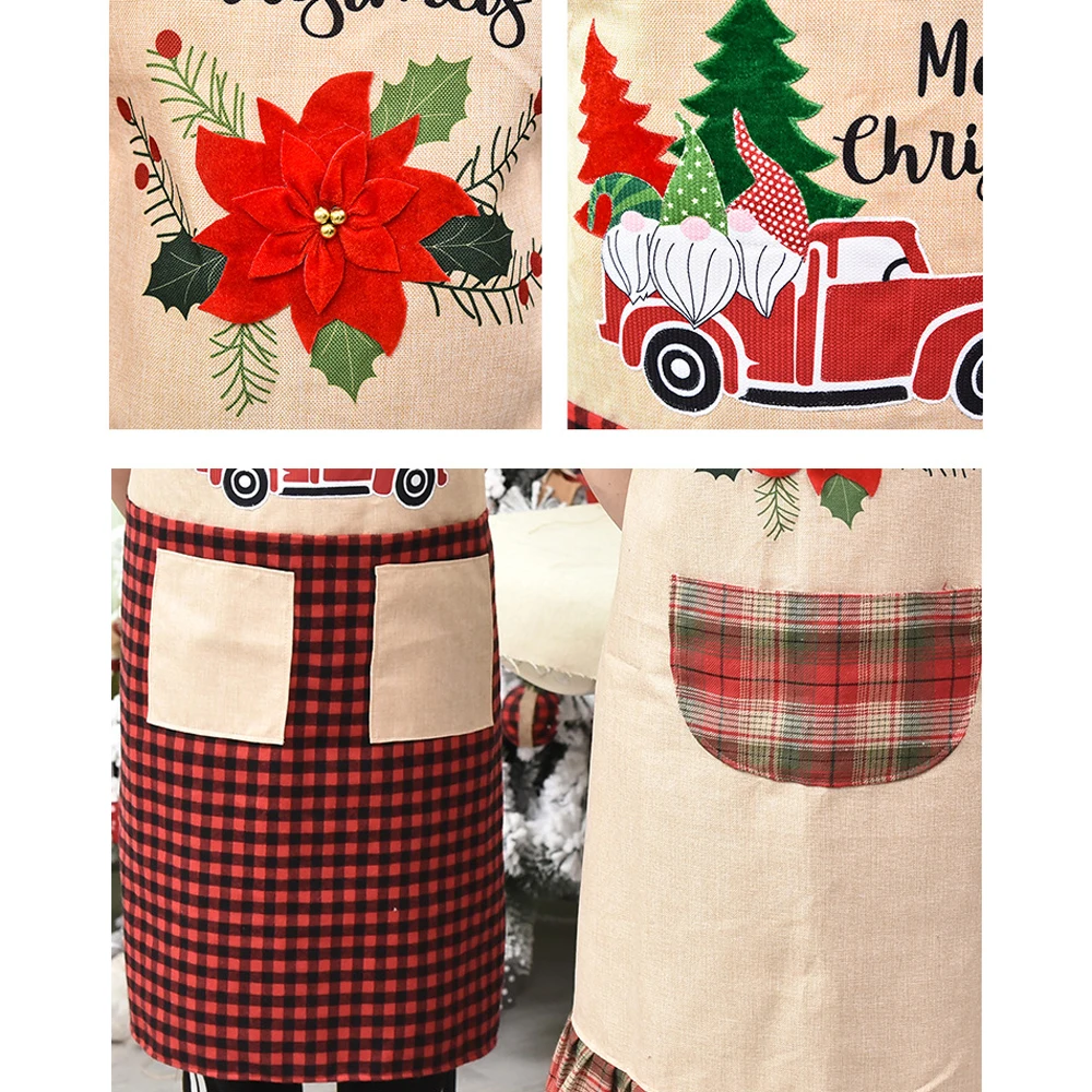 

Kitchen Apron red truck christmas wish tree Printed Sleeveless Cotton Linen Aprons for Men Women Home Cleaning Tools 82*63cm