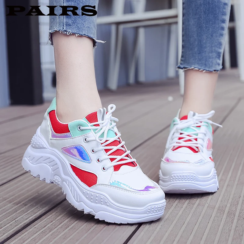 Женские кроссовки на платформе 3 5 см шнуровке повседневные вулканизированные