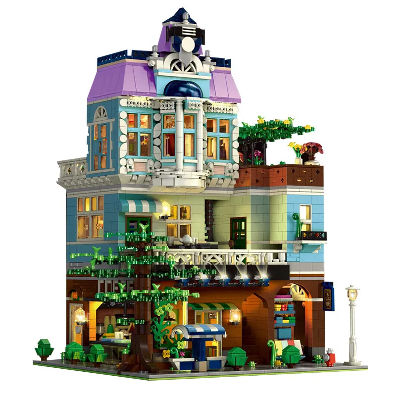

MOULD KING 16004 Cafe City Architecture Street View Series Assembled Building Blocks 3430pcs Bricks Toy Lighting Model Version