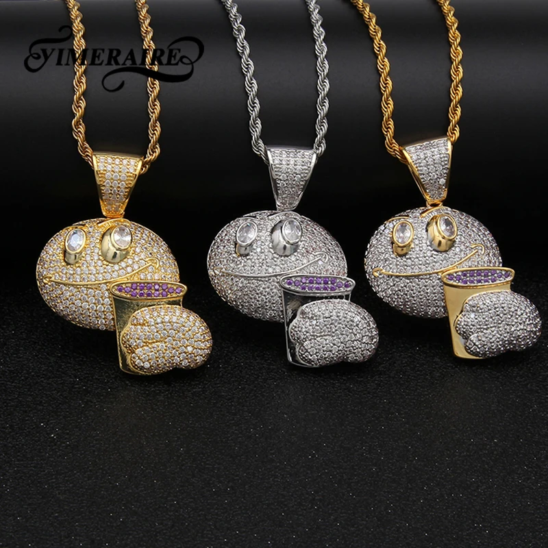 Мужское ожерелье в стиле хип хоп с фиолетовой чашкой длинная цепь для тенниса