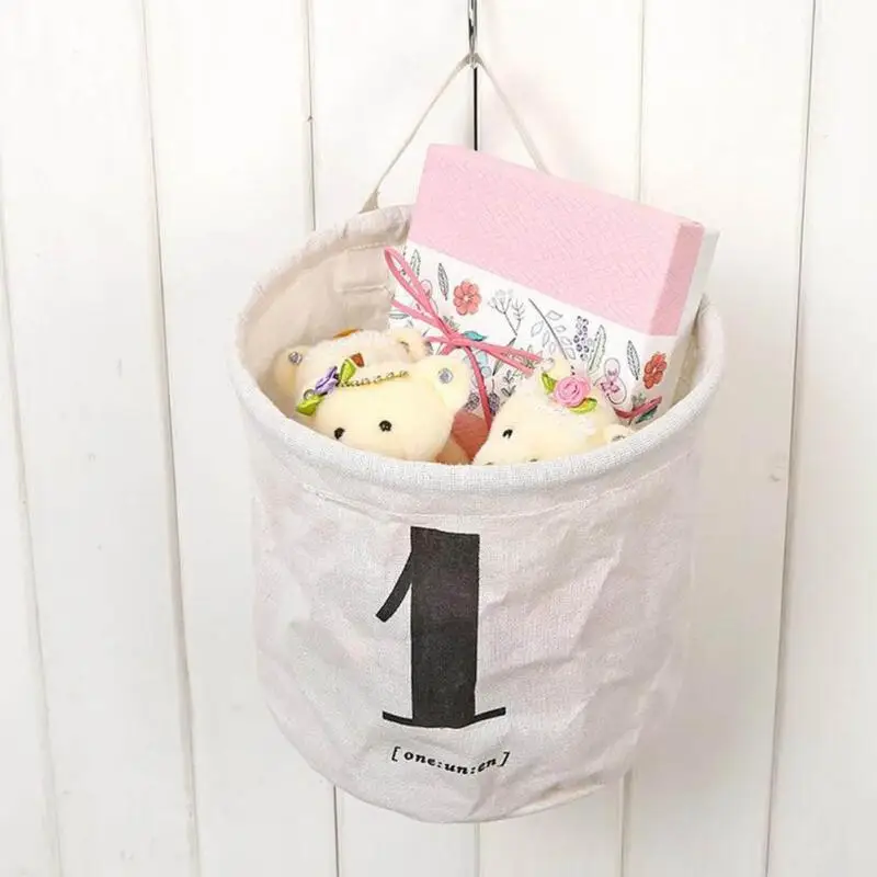 Белая корзина для хранения с цифрами Складная Водонепроницаемая хлопковая белья