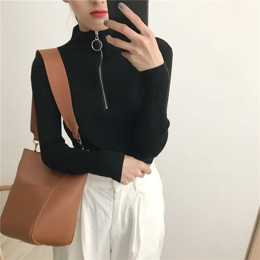 

Vestidos Designer Women Knitted Sweater Spring Fall Winter Brand Lady Pullovers Slim Sweaters Femme Basic Turtleneck Tops Black