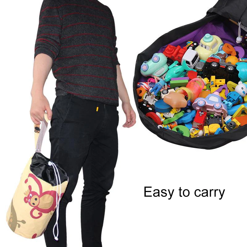Сумка для хранения детских игрушек Холщовая на шнурке карманная портативная
