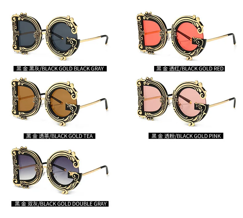 

neueste Mode Brief Sonnenbrille Frauen Marke Designer Vintage Blume Shades Damen Sonnenbrille UV400 Oculos De Sol Feminino