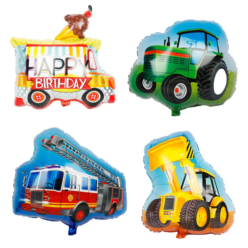 

Children's toy balloon fire truck bulldozer tractor aluminum foil balloon baby birthday party decoration balloon wholesale