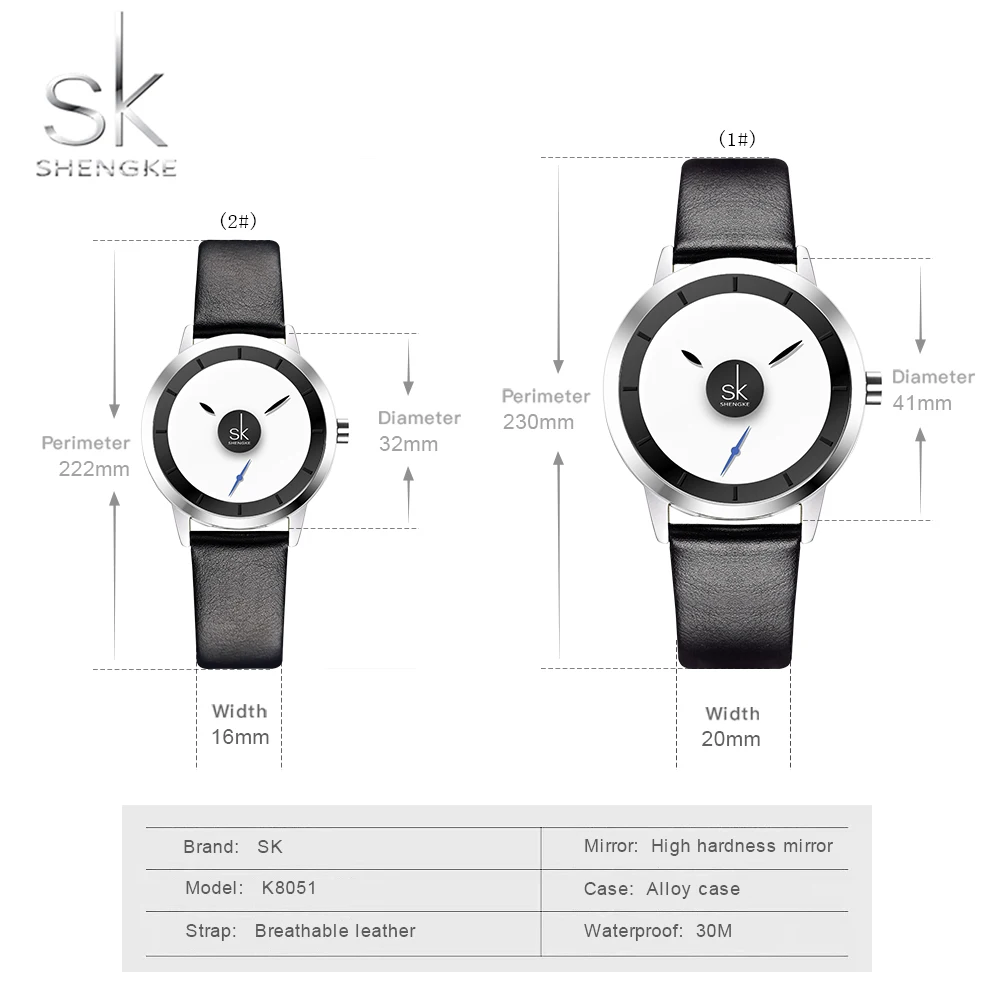 

Shengke Lovers' Watch Creative Couple Watches Top Brand Luxury Men Women Leather Beloved Clock Saat Erkek Bayan Kol Saati