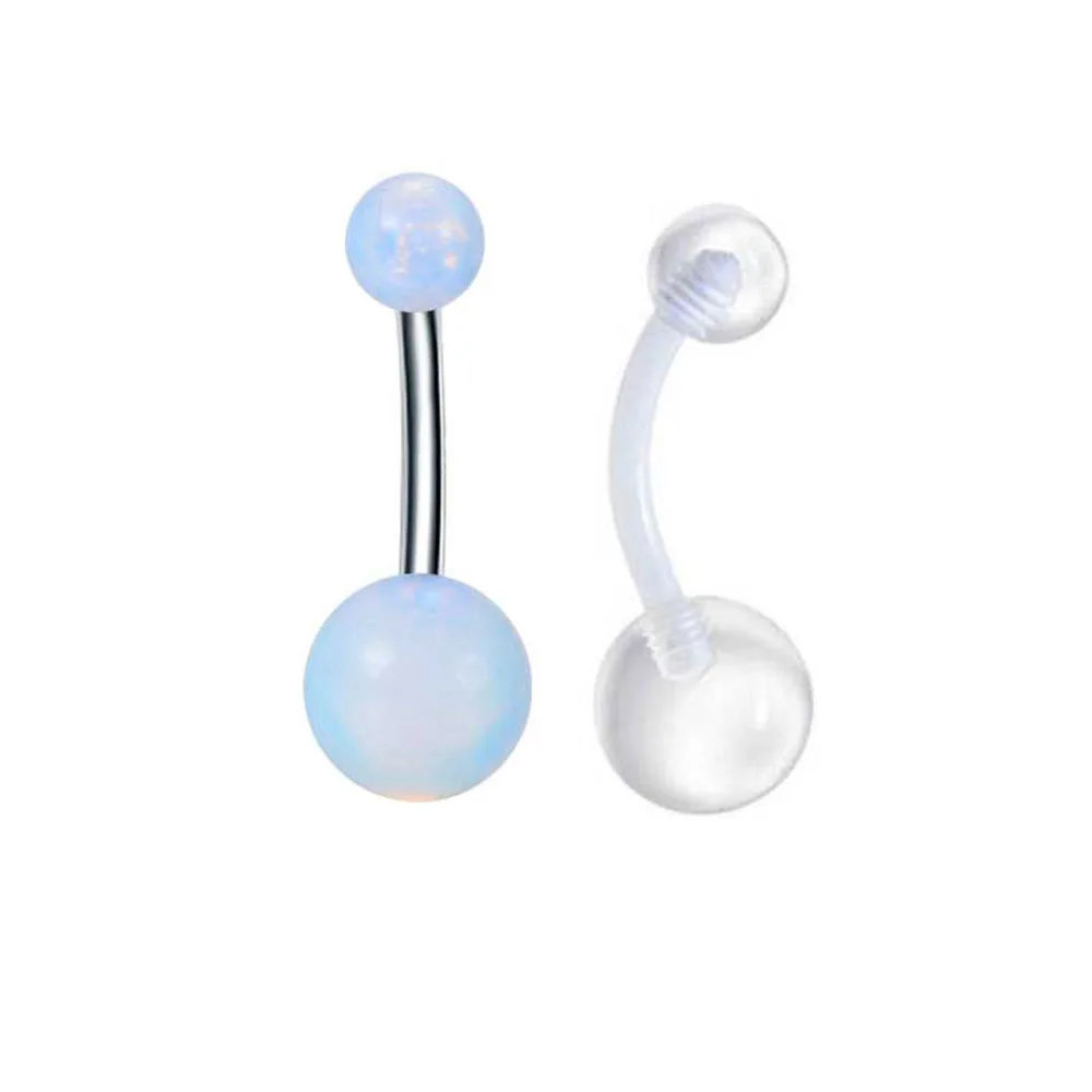 Set2PCS опал камень пупка кольцо сексуальная женщина пирсинг живота Штанга