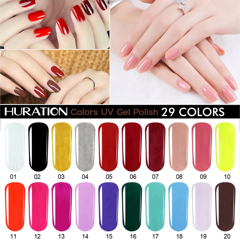 Huration Soak Off лак для ногтей 29 цветов гель Полупостоянный УФ Лаки ногти искусство