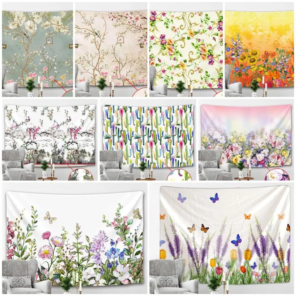 

Flower Butterfly Tapestry Simple Nordic Style Hippie Mat Wall Hanging Bohemian Bedspread Dorm Decor Tapestries