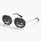 Солнцезащитные очки на Хэллоуин, новинка, забавные очки в стиле хип-хоп, круглые солнцезащитные очки без оправы, украшения для вечеринки