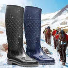 Женские резиновые сапоги больших размеров 35-41, Осенняя обувь на платформе для девочек, высокие сапоги для воды, теплая сетчатая обувь, черные дождевые сапоги