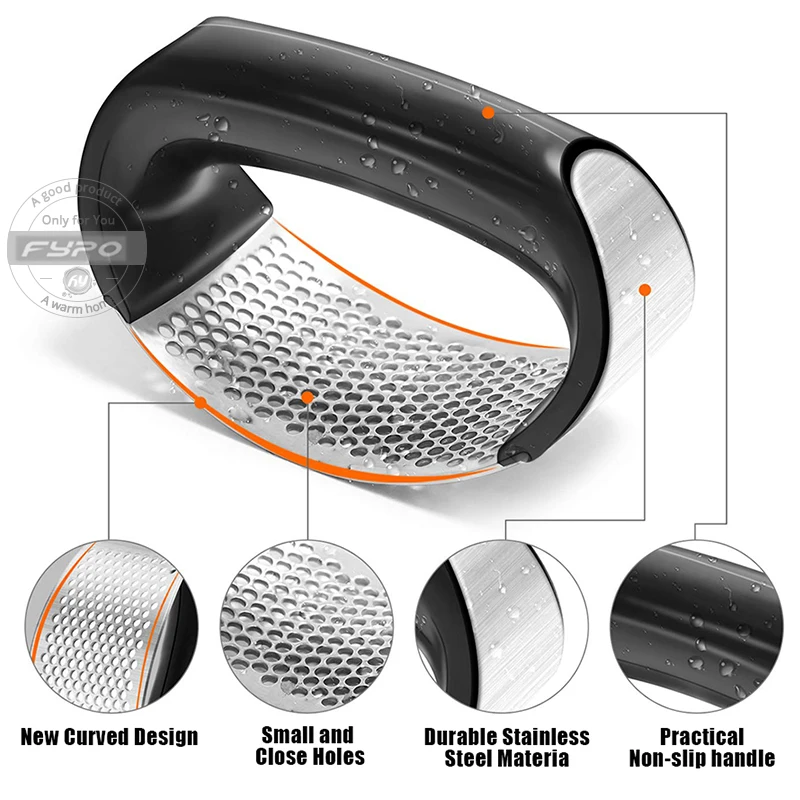 Измельчитель чеснока Fypo ручной давилка из нержавеющей стали для измельчитель