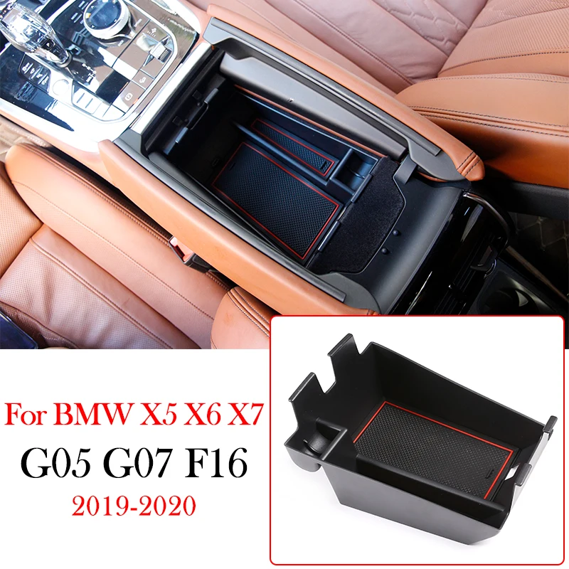 

Car Central Armrest Storage Box Phone Glove Tray Parts ABS Plastic For BMW X5 X6 X7 G05 G07 F16 2019-2020 Car Interior Accessory