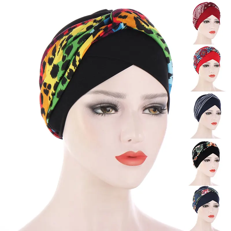 

Bohe Floral Forehead Cross Muslim Turban Stretch Cotton Inner Hijabs For Caps Women Head Scarf Under Hijab Bonnet Head Wraps Hot