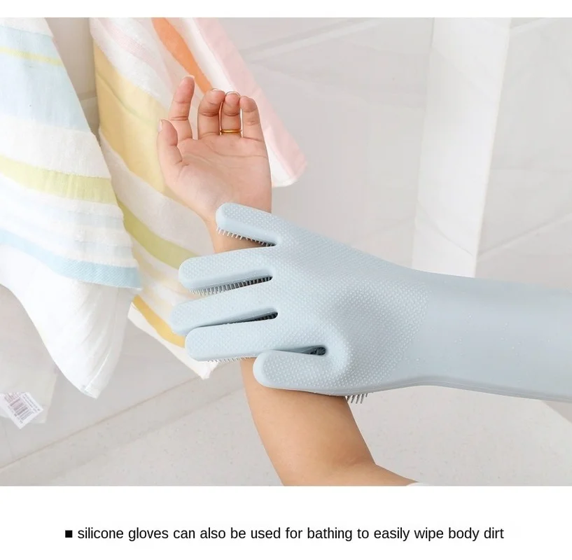 1 пара силиконовые перчатки для уборки Нескользящая прочная волшебные мытья