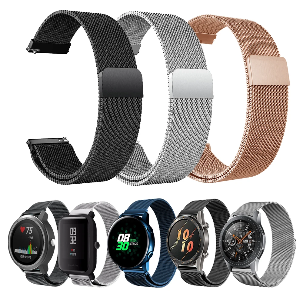 Металлический ремешок-петля для Samsung Galaxy 22 мм 20 46 42 S3 Classic S2 Active Huami Amazfit Bip GTR Huawei GT 2 |