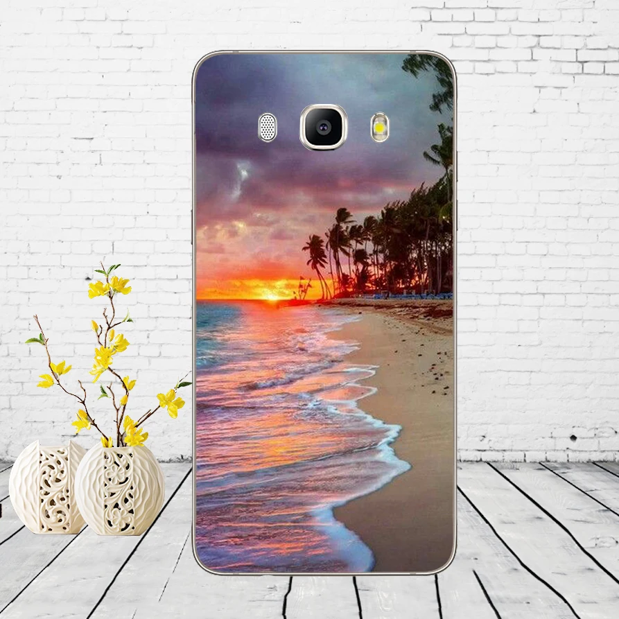 Летний пляж на закате на море пальмы чехол с елкой Крышка для samsung Galaxy a3 a5 A6 A8 j3 j5 j7