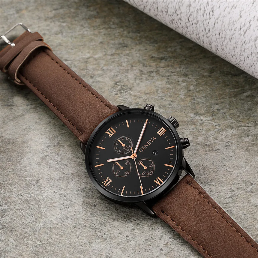 

Men's Sport Watch Leather Band Stylish Business Calendar Analog Alloy Case Quartz Mens Watch Clock Luxury Brand Relogio Masculi