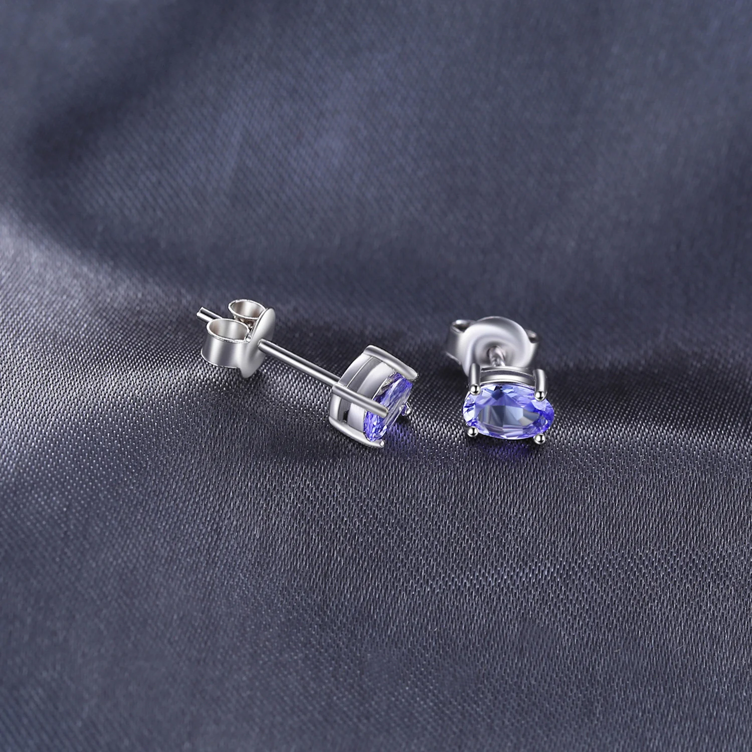 Jewelrypalace стерлингового серебра 925 1ct натуральный Танзанит Серьги-гвоздики заявление моды Серьги для Для женщин Красивые ювелирные изделия