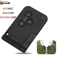 kutery remote smart card car key for renault megane scenic grand 3 buttons 433mhz id46 pcf7947 chip with va2 blade