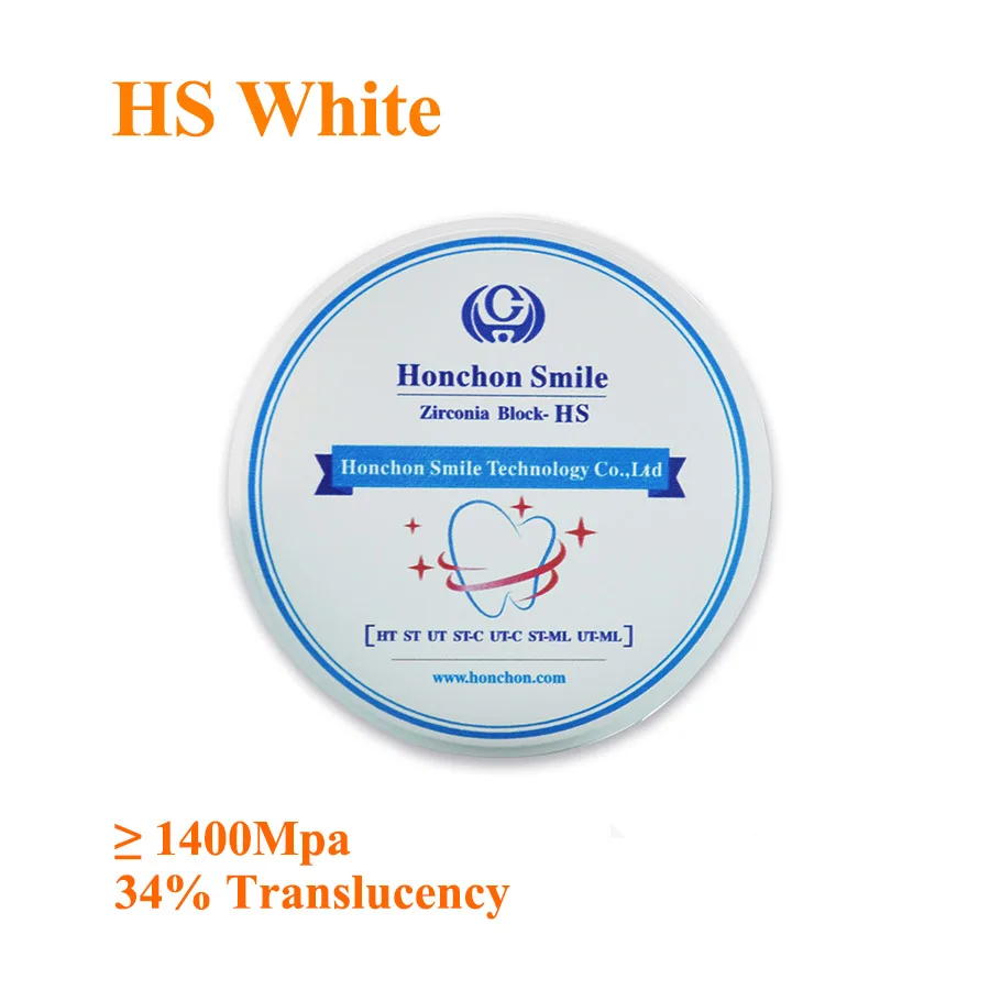 1pcs HS 98*20mm CAD/CAM dental zirconia blank High Strength 34% Translucency/ zirconia block